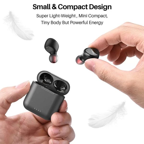 TOZO T6S v2022 True Wireless Earbuds with Bluetooth 5.2, Environmental Noise Cancellation, Sound with Deep Bass, Supports APP Control for Sports – Black